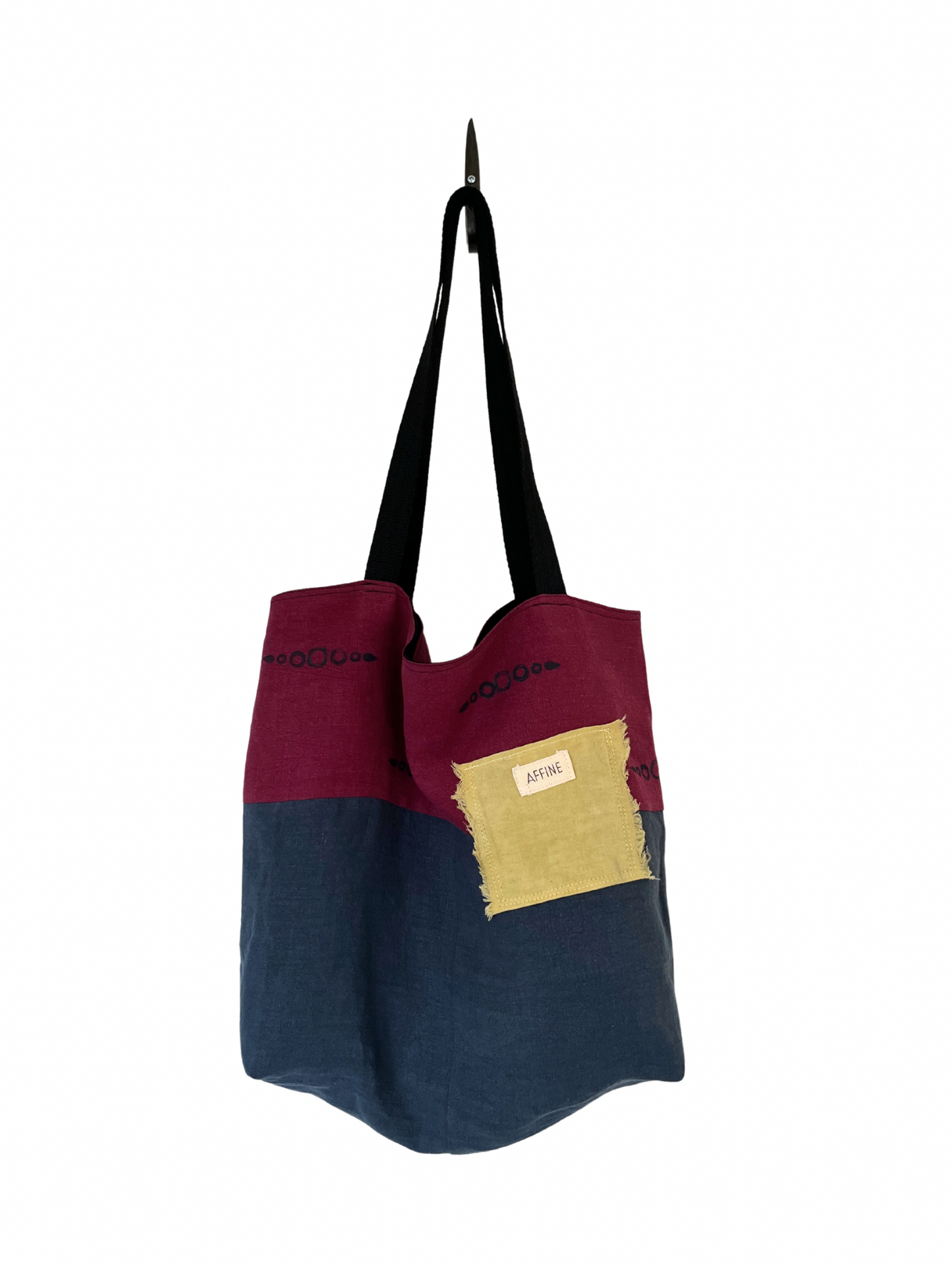 Block Printed Lined Linen Tote Bag