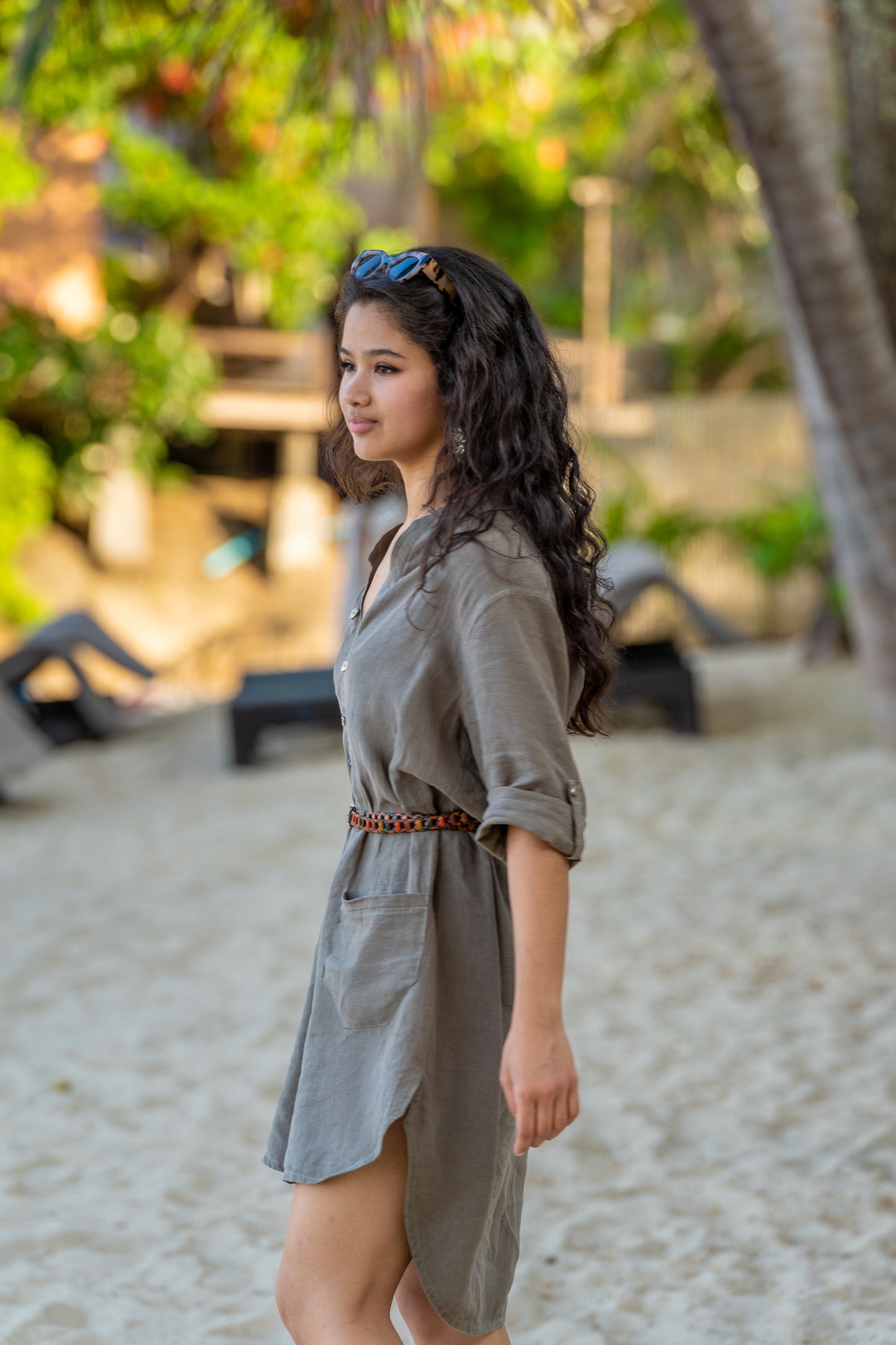 linen shirt dress canada Medium Length Linen Shirt Dress With Sash, Elegant Japanese Style Linen Dress With Three-quarter Sleeves, Linen Dress With Waist Tie