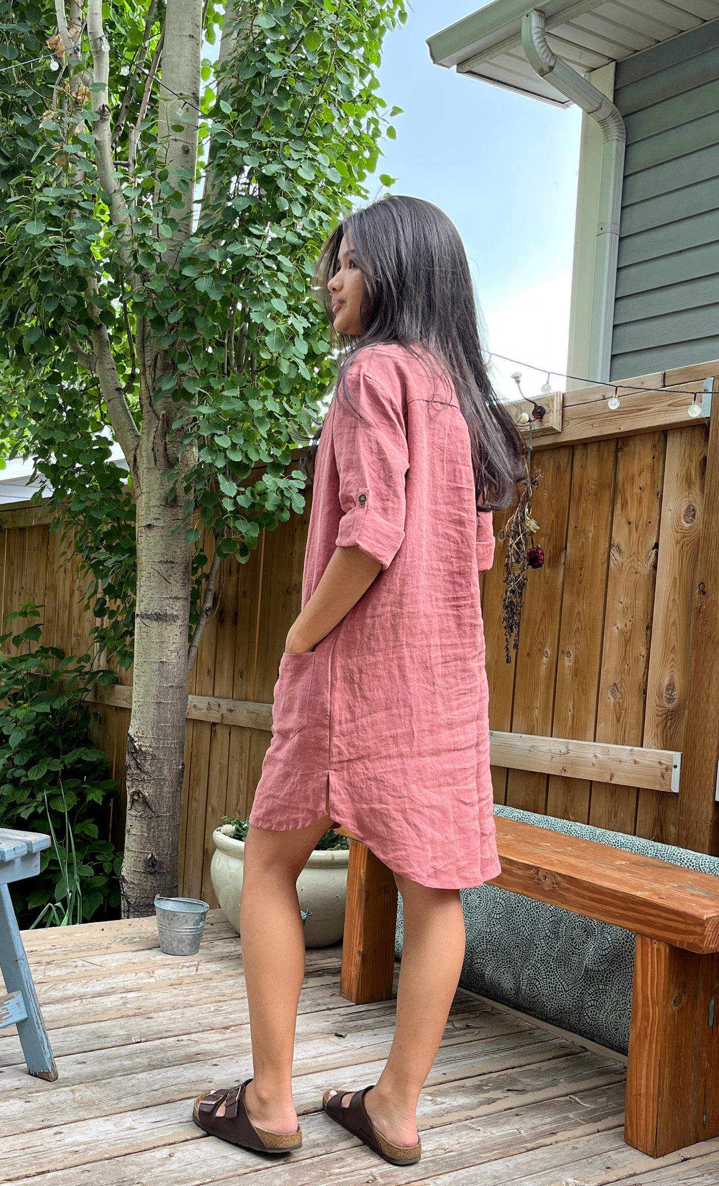 Linen Shirt Dress (Shorter Version)